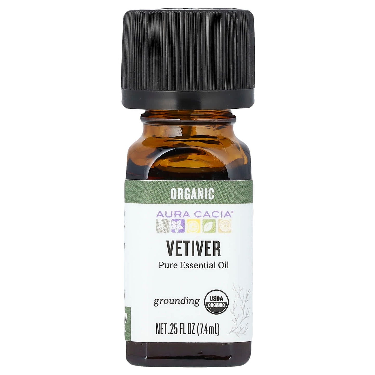 Aura Cacia Organic Vetiver Essential Oil, Pure & Therapeutic Grade, 0.25 fl oz - Image 1