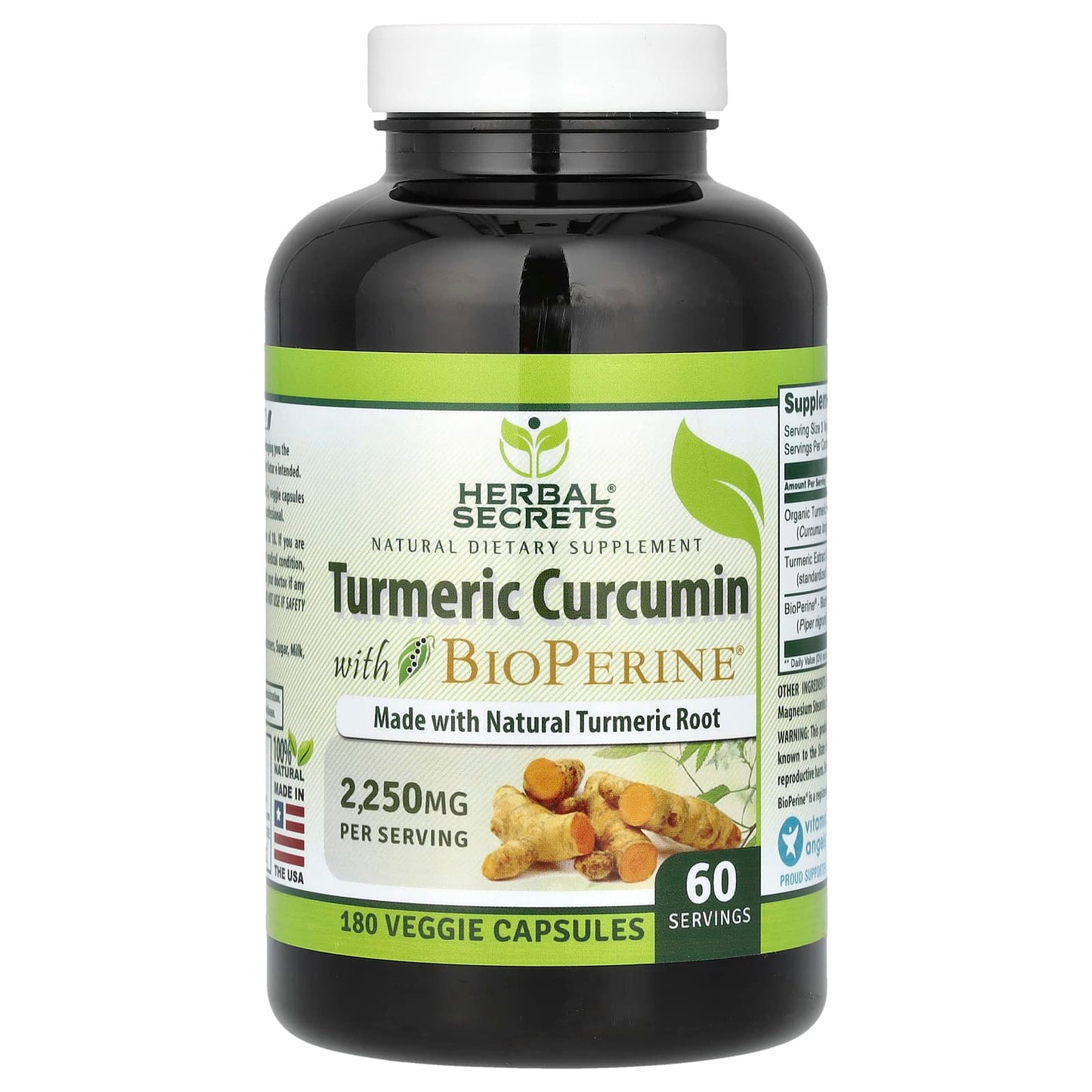 Turmeric Curcumin Supplement with BioPerine - 180 Veggie Capsules - Image 1
