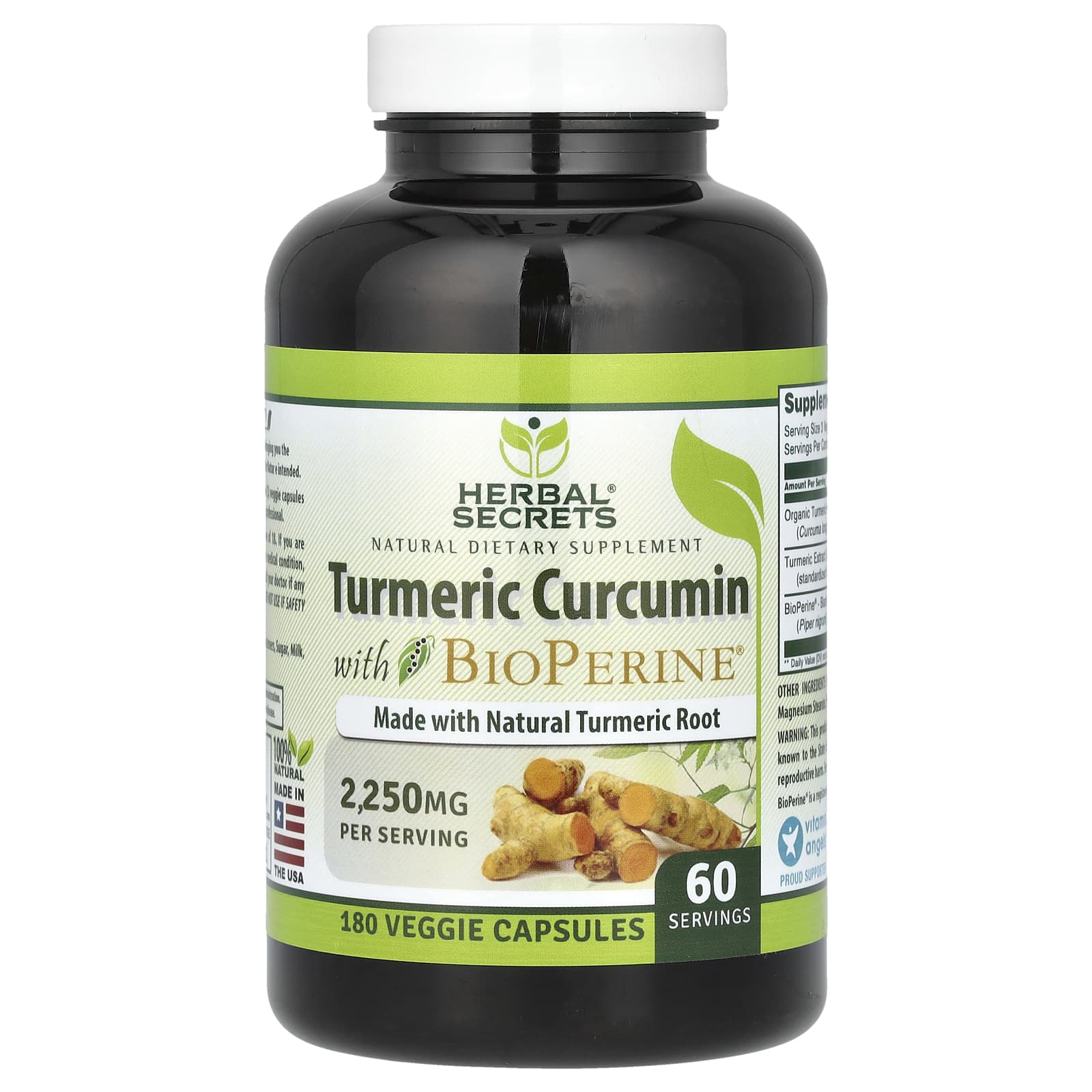 Turmeric Curcumin Supplement with BioPerine - 180 Veggie Capsules - Image 1