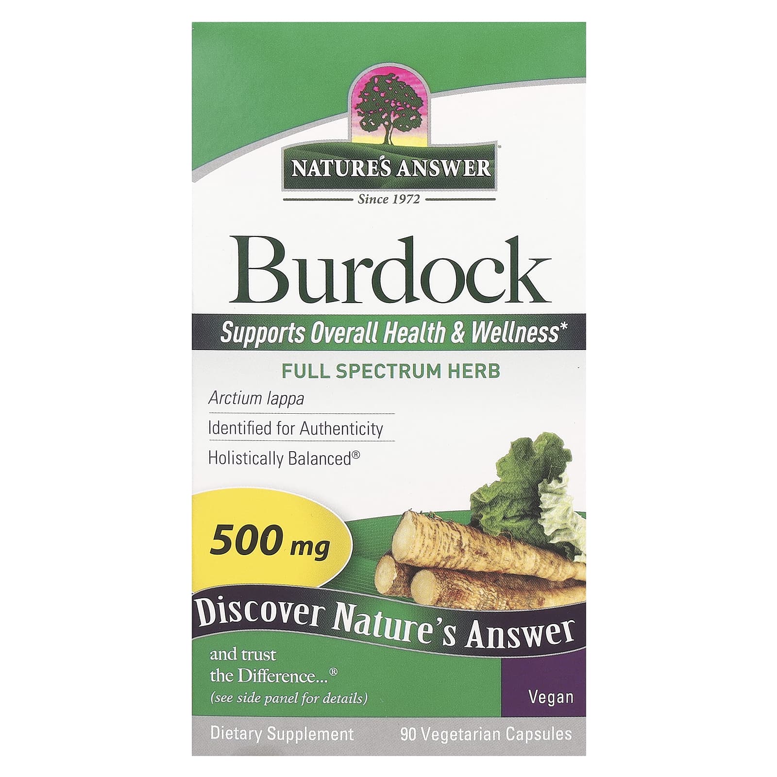 Nature's Answer, Burdock, 500 mg, 90 Vegetarian Capsules - Image 1