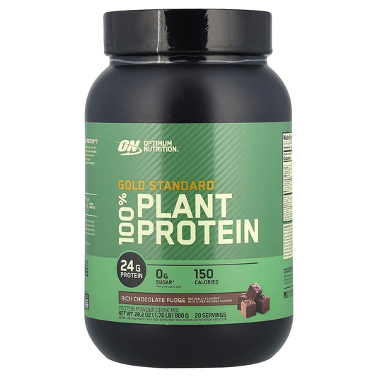 Optimum Nutrition, Gold Standard® 100% Plant Protein, Rich Chocolate Fudge, 1.76 lb (800 g) - Image 1