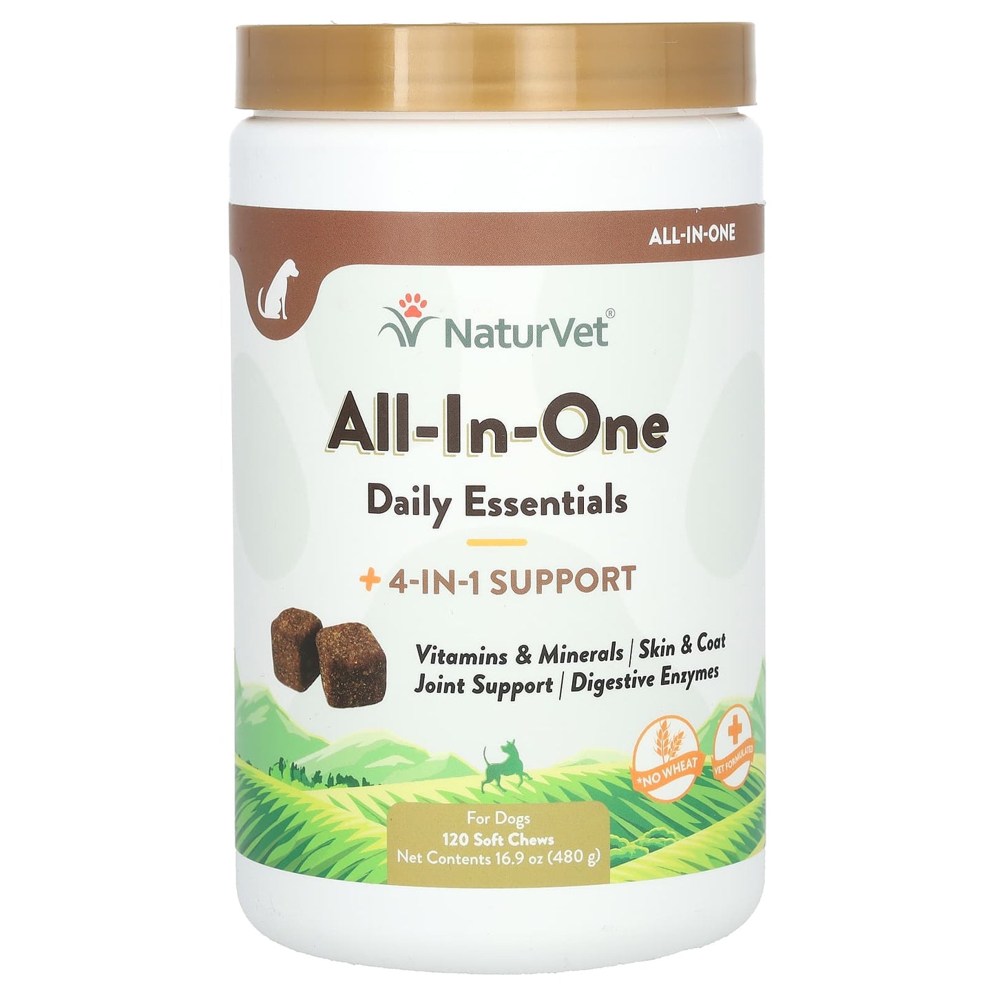 NaturVet, All-In-One Daily Essentials + 4-In-1 Support, For Dogs, 120 Soft Chews, 16.9 oz (480 g) - Image 1