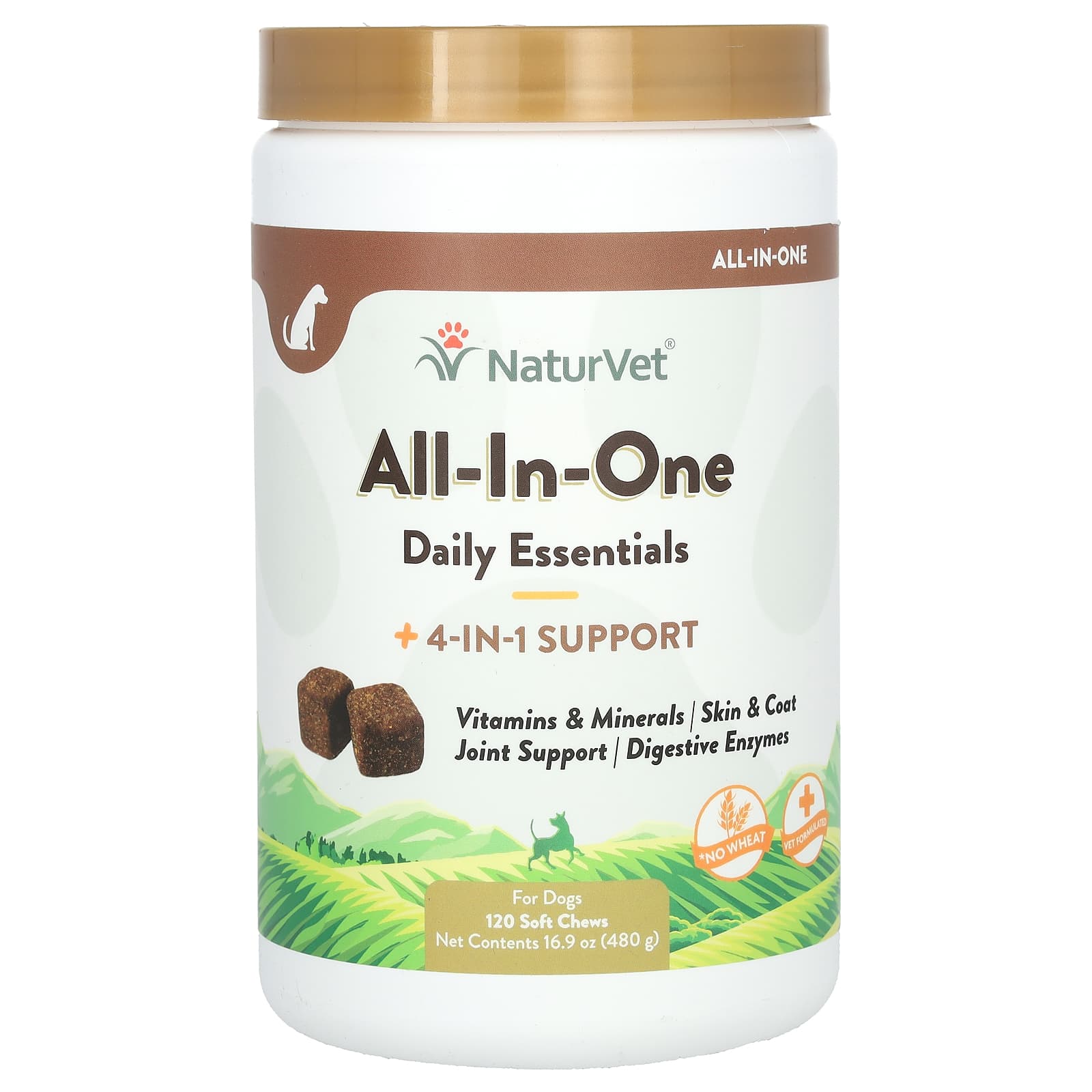 NaturVet, All-In-One Daily Essentials + 4-In-1 Support, For Dogs, 120 Soft Chews, 16.9 oz (480 g) - Image 1