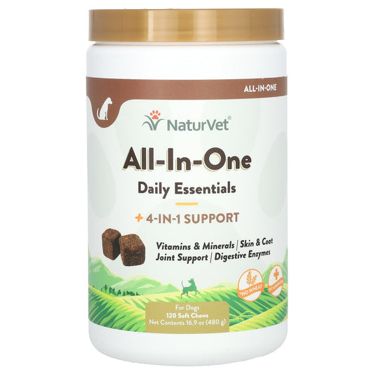 NaturVet, All-In-One Daily Essentials + 4-In-1 Support, For Dogs, 120 Soft Chews, 16.9 oz (480 g) - Image 1