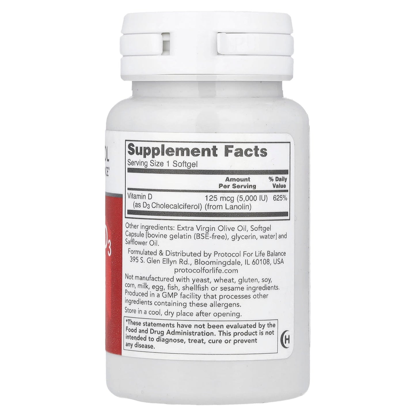 Protocol for Life Balance, Vitamin D3, High Potency, 5,000 IU, 120 Softgels - Image 2