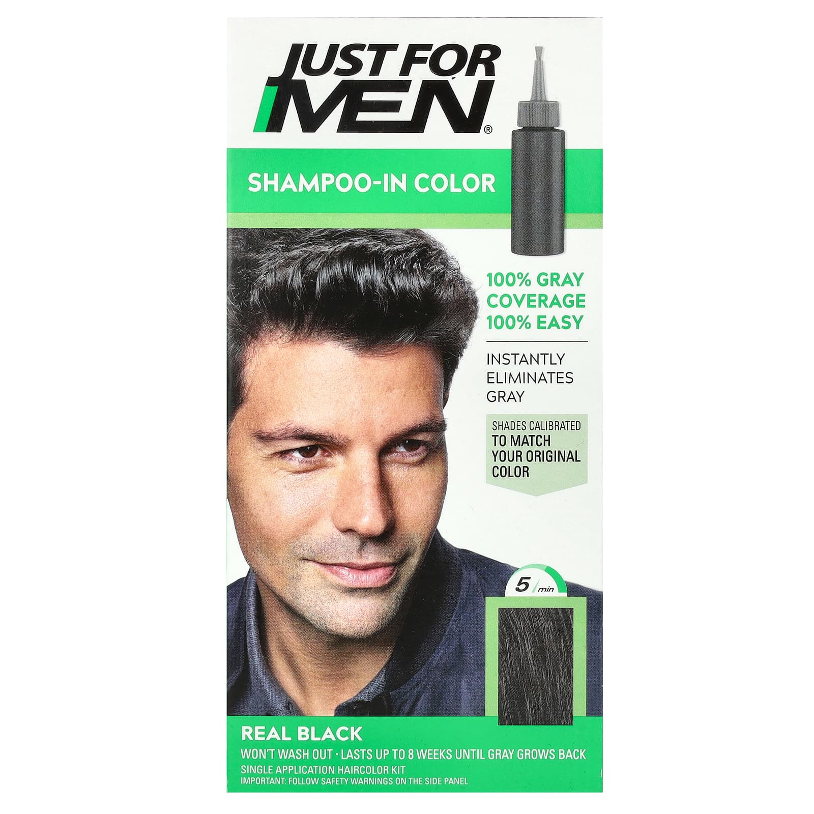 Just for Men Real Black H-55 Shampoo-In-Color Haircolor Kit - Image 1