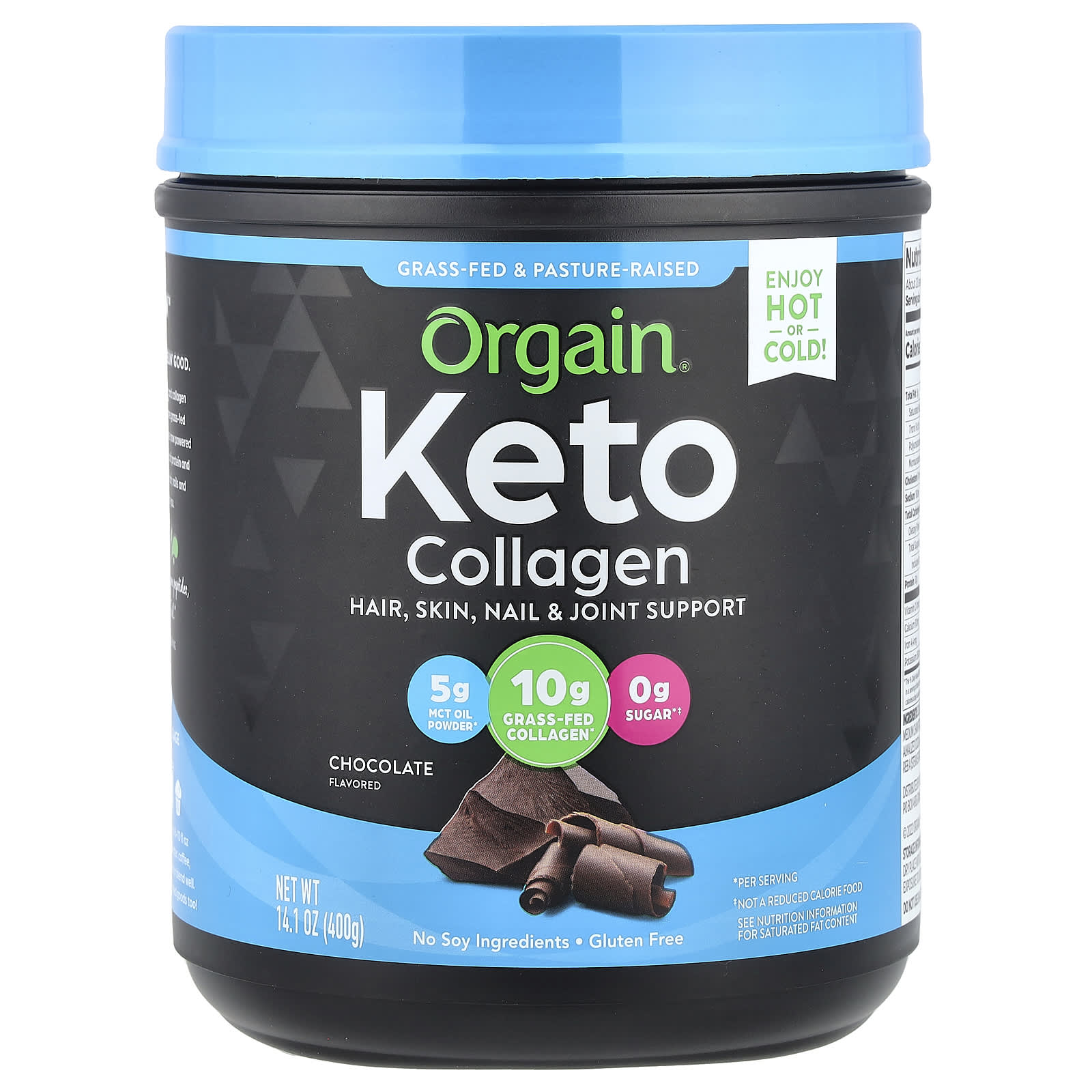 Orgain, Keto Collagen Powder, Chocolate, 14.1 oz (400 g) - Image 1