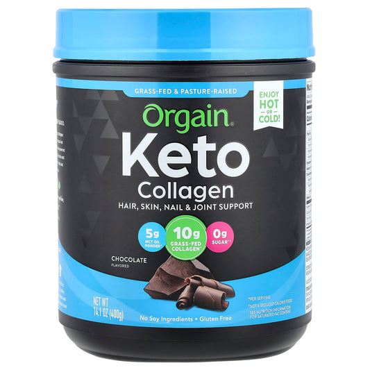 Orgain, Keto Collagen Powder, Chocolate, 14.1 oz (400 g) - Image 1