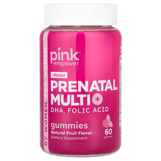 Pink, Prenatal Multi Gummies + DHA, Folic Acid, Natural Fruit, 60 Gummies - Image 1