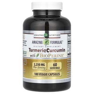 Turmeric Curcumin with BioPerine - 180 Veggie Capsules for Joint & Heart Health
