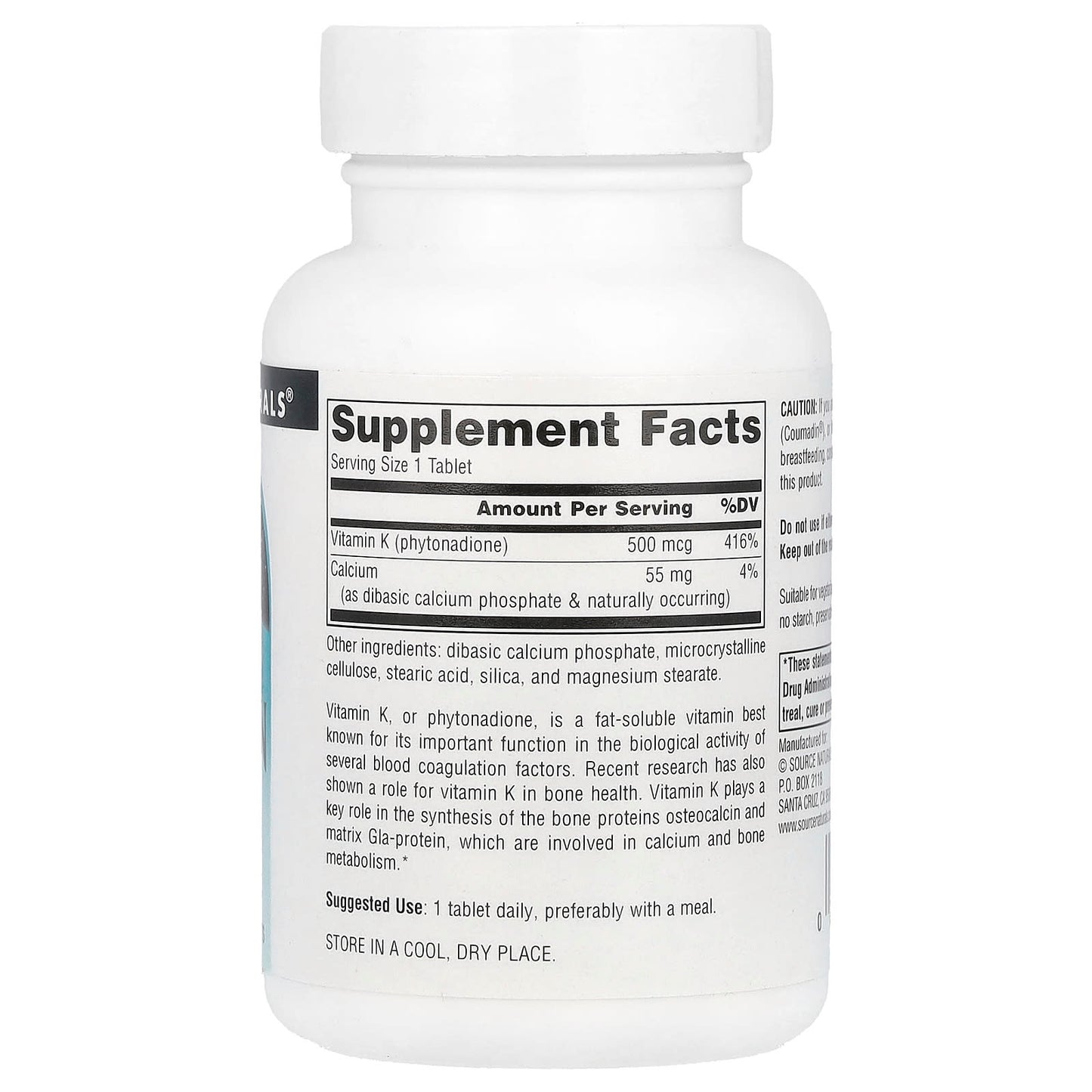 Source Naturals, Vitamin K, 500 mcg, 200 Tablets - Image 2
