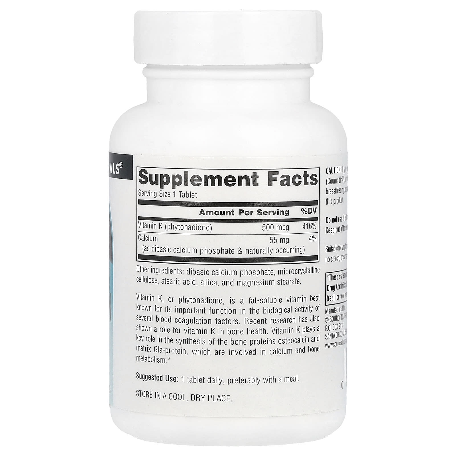 Source Naturals, Vitamin K, 500 mcg, 200 Tablets - Image 2