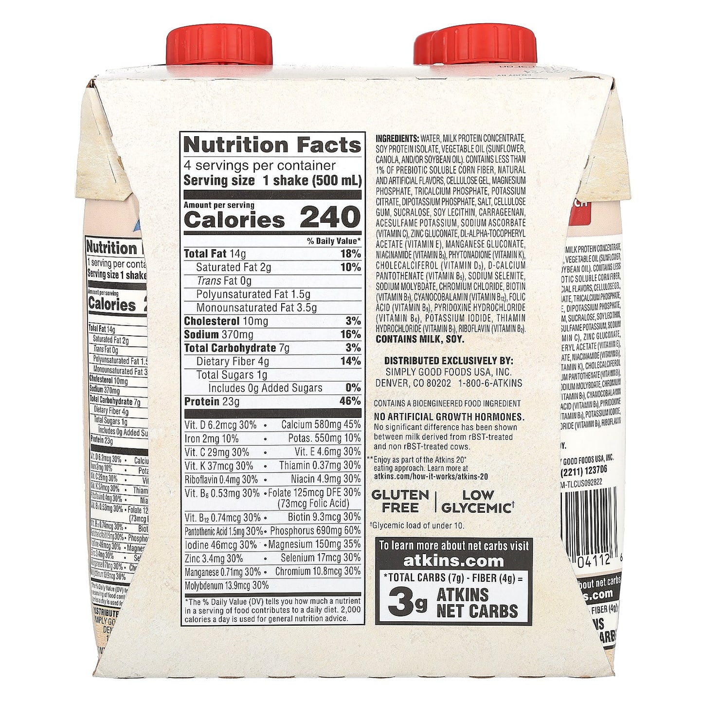 Atkins Protein-Rich Vanilla Cream Shake, 16.9 fl oz, 4 Shakes - Image 2