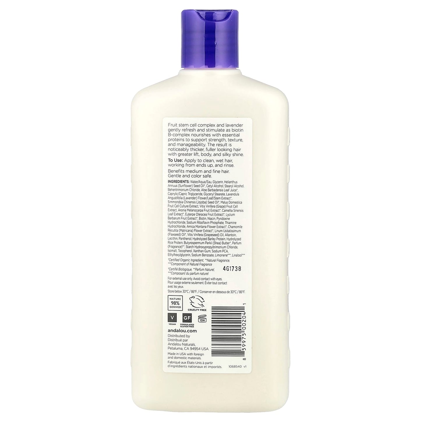 Andalou Naturals Lavender & Biotin Conditioner for Thicker, Fuller Hair - Image 2