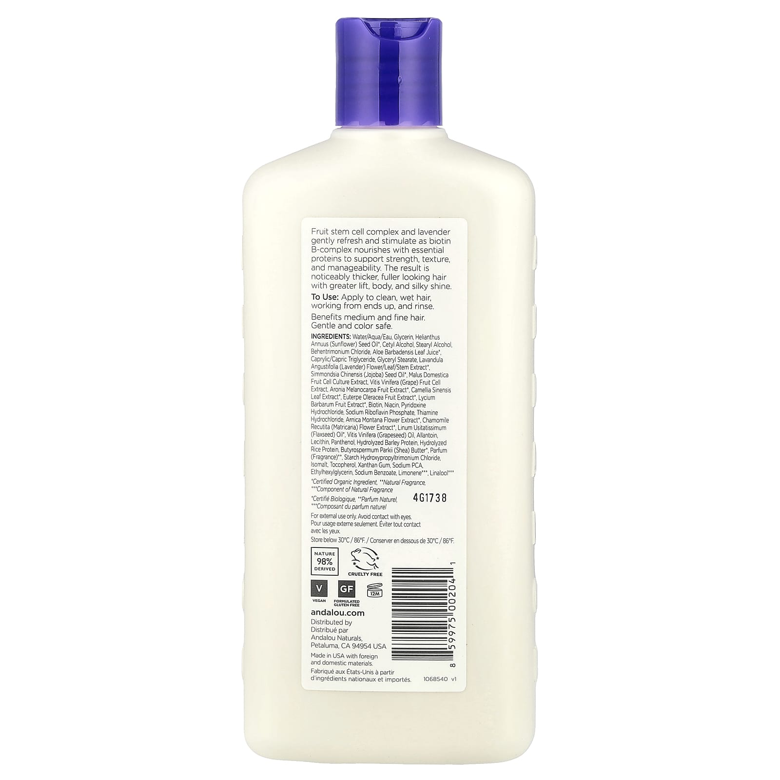 Andalou Naturals Lavender & Biotin Conditioner for Thicker, Fuller Hair - Image 2
