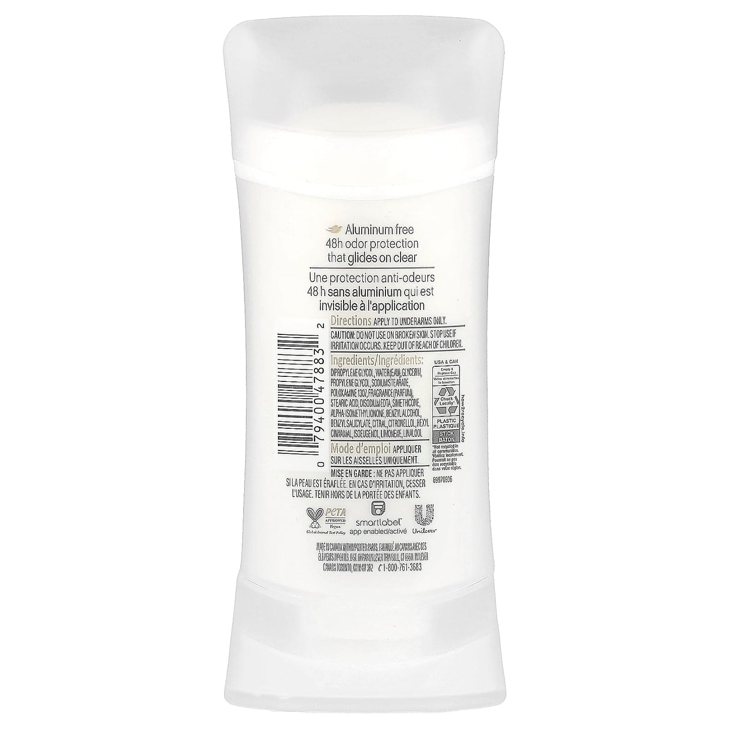Aluminum-Free Deodorant by Dove - Rose Petals, 2.6 oz (74g) - Image 2