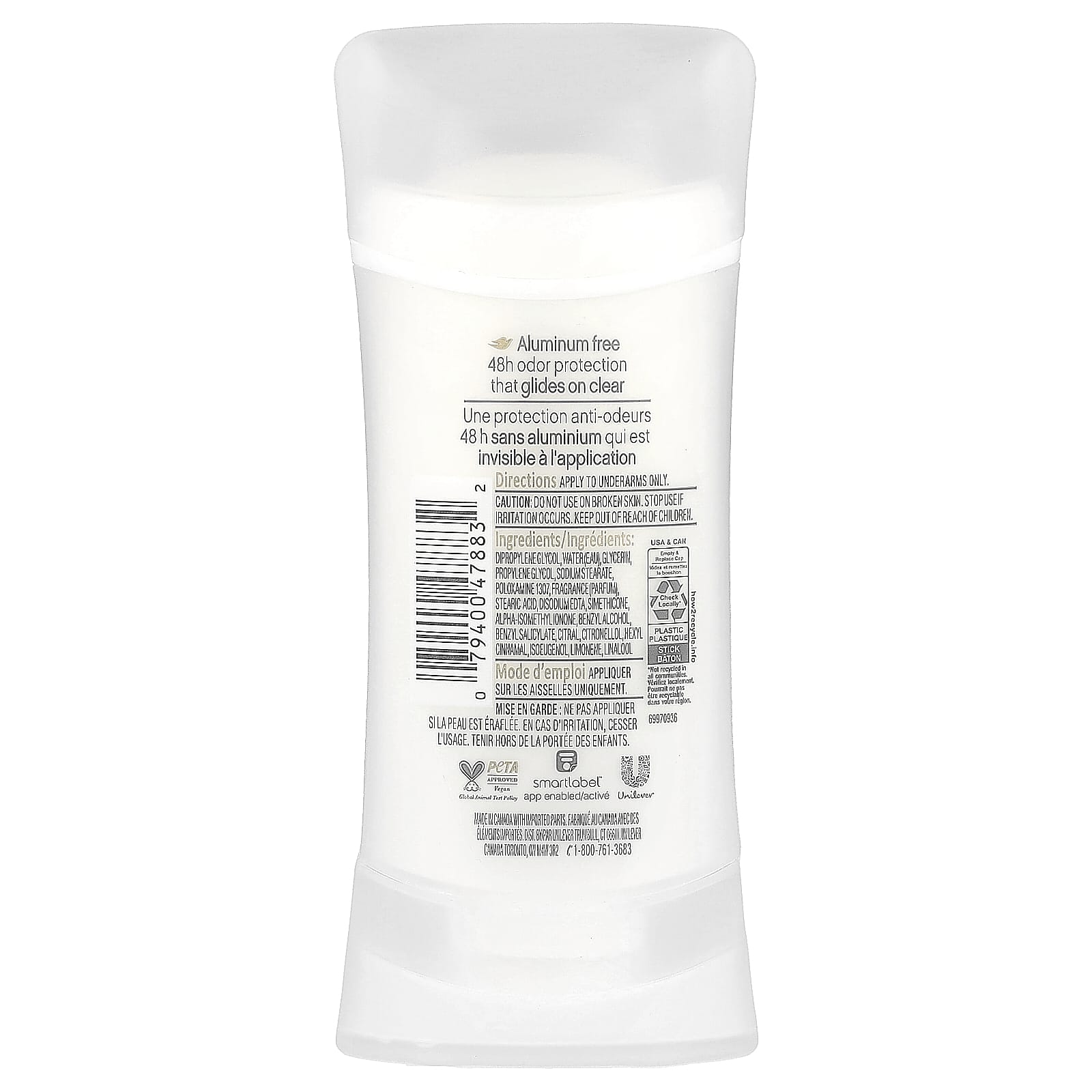 Aluminum-Free Deodorant by Dove - Rose Petals, 2.6 oz (74g) - Image 2
