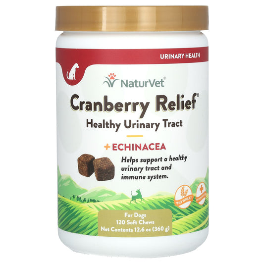 NaturVet, Cranberry Relief, Healthy Urinary Tract + Echinacea, For Dogs, 120 Soft Chews, 12.6 oz (360 g) - Image 1