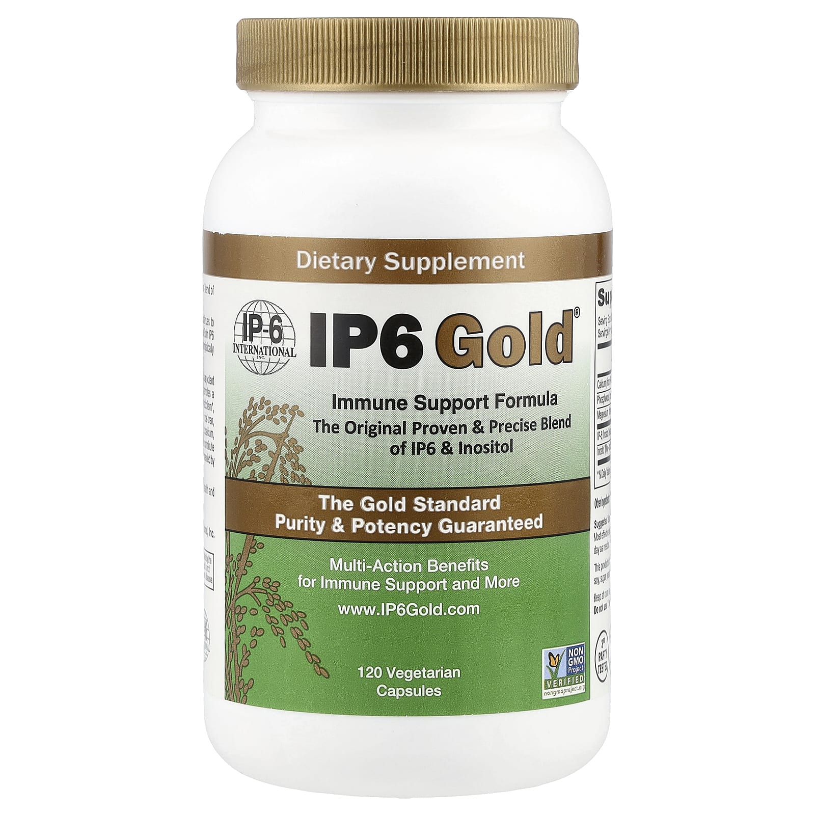 IP6 Gold Immune Support Formula 120 Capsules - Non-GMO & Vegan - Image 1