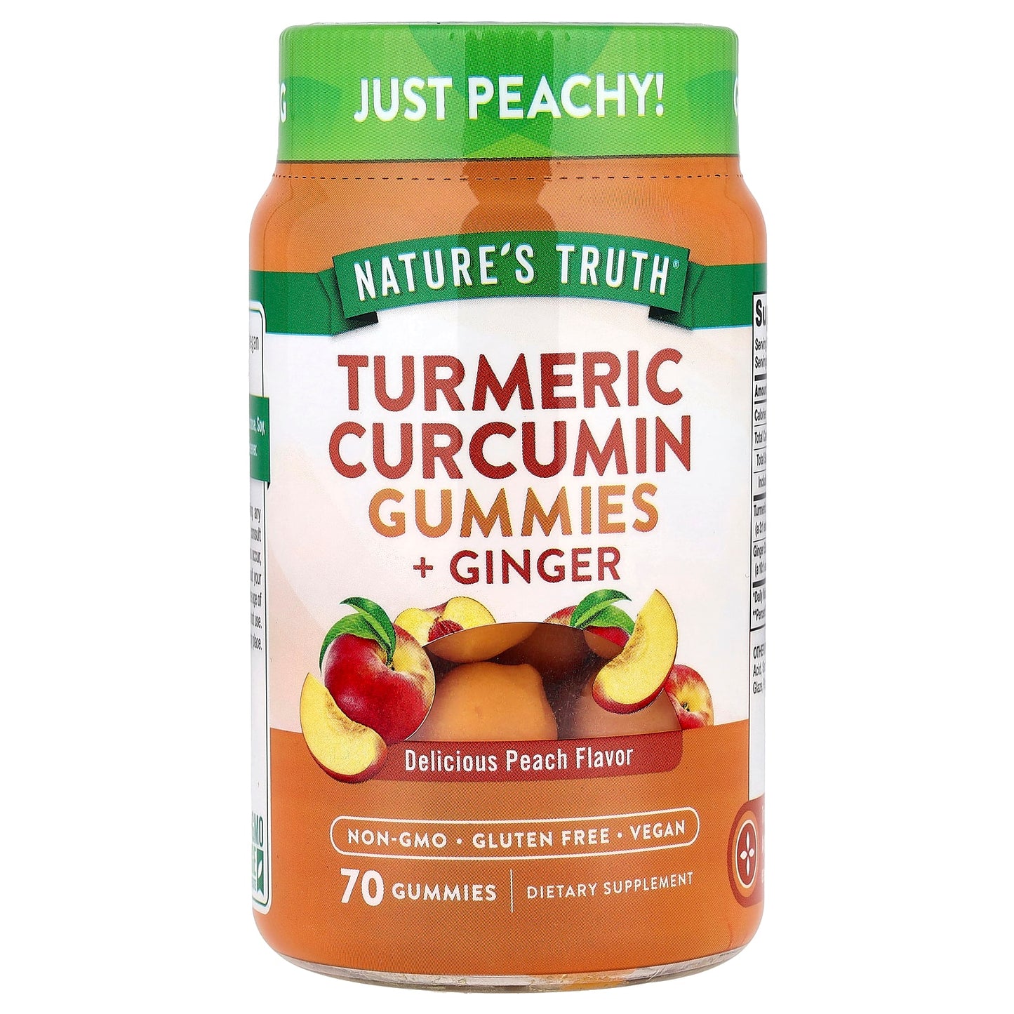 Nature's Truth, Turmeric Curcumin + Ginger Gummies , Delicious Peach, 70 Gummies - Image 1