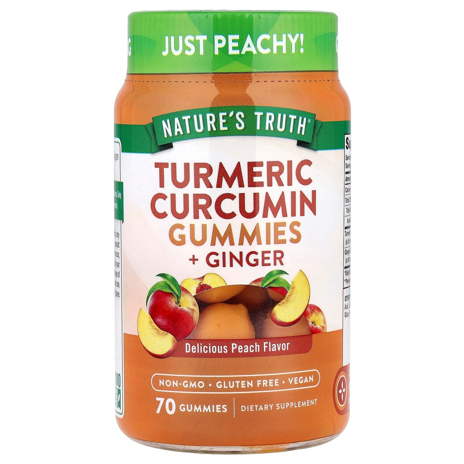 Nature's Truth, Turmeric Curcumin + Ginger Gummies , Delicious Peach, 70 Gummies - Image 1