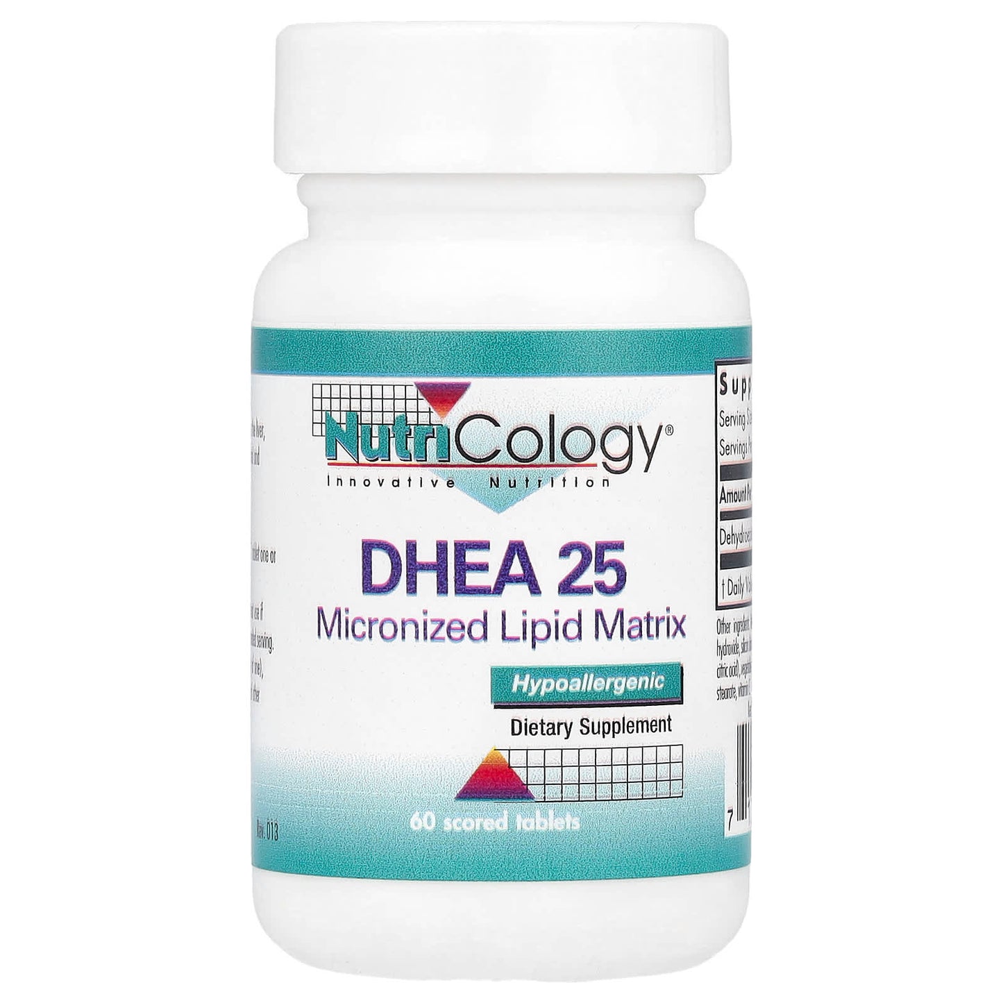 Nutricology, DHEA 25, 25 mg, 60 Scored Tablets - Image 1