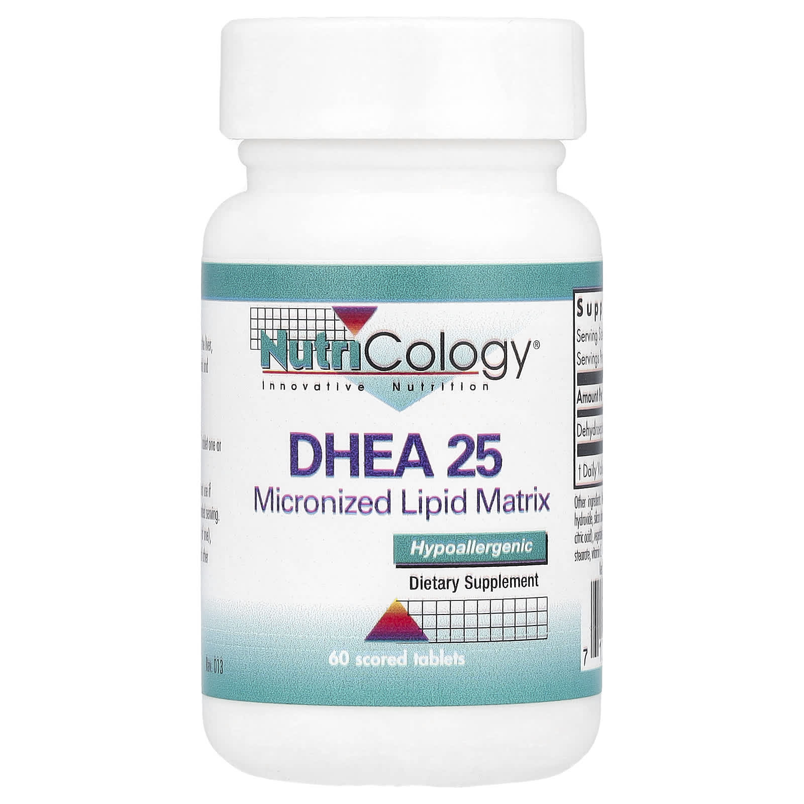 Nutricology, DHEA 25, 25 mg, 60 Scored Tablets - Image 1