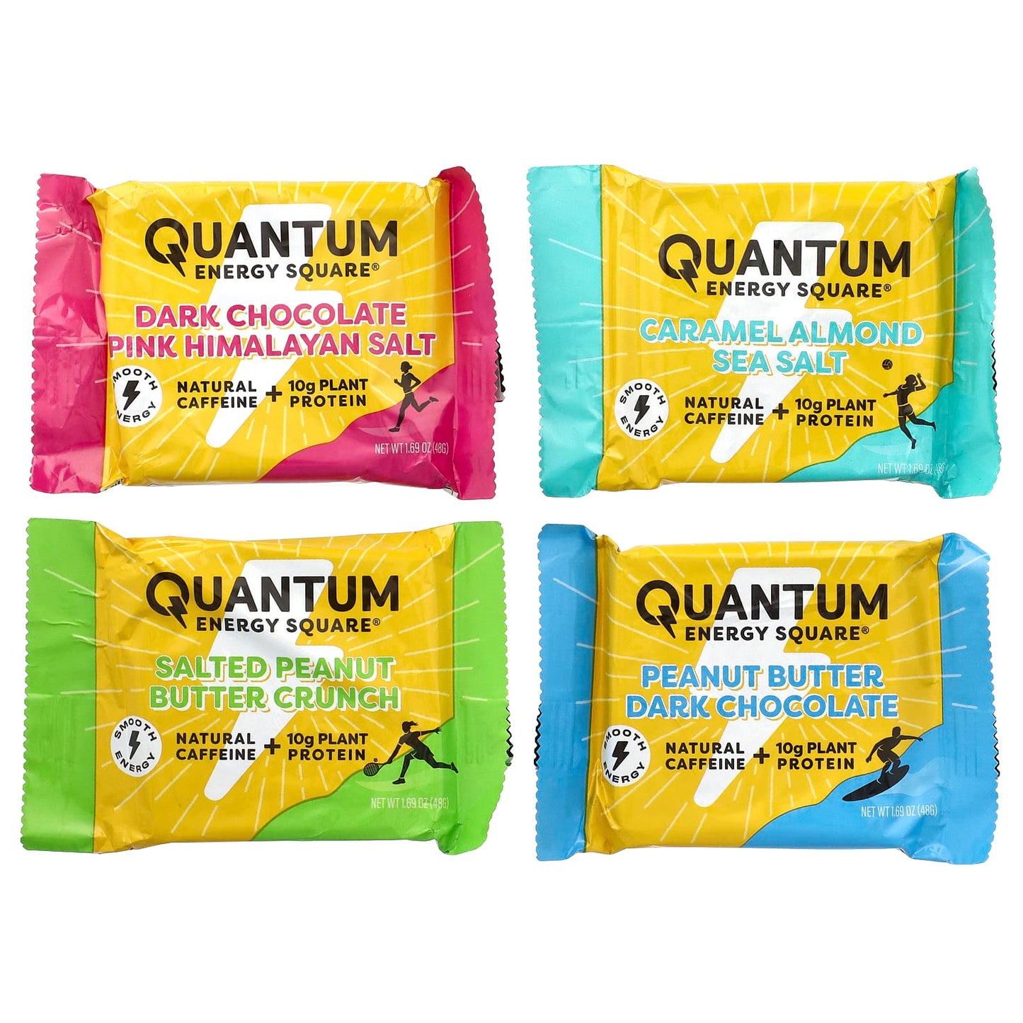 Quantum Energy Square, Caffeinated Protein Snack, Variety , 8 Squares, 1.69 oz (48 g) Each - Image 2