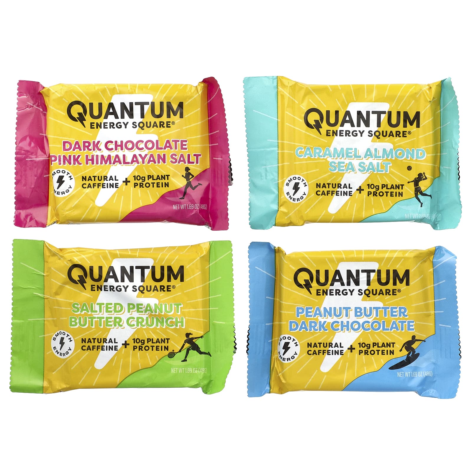 Quantum Energy Square, Caffeinated Protein Snack, Variety , 8 Squares, 1.69 oz (48 g) Each - Image 2