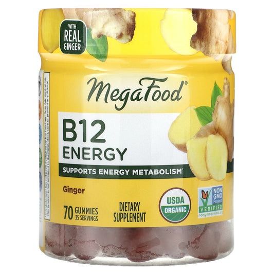 MegaFood, B12 Energy, Ginger, 70 Gummies - Image 1