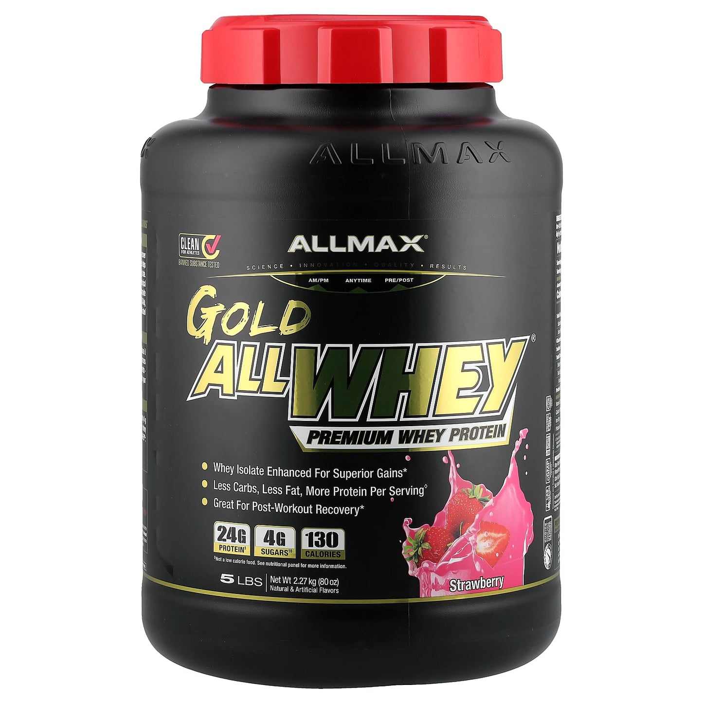 Premium Gold AllWhey Whey Protein Powder - Strawberry, 5 lbs - Image 1