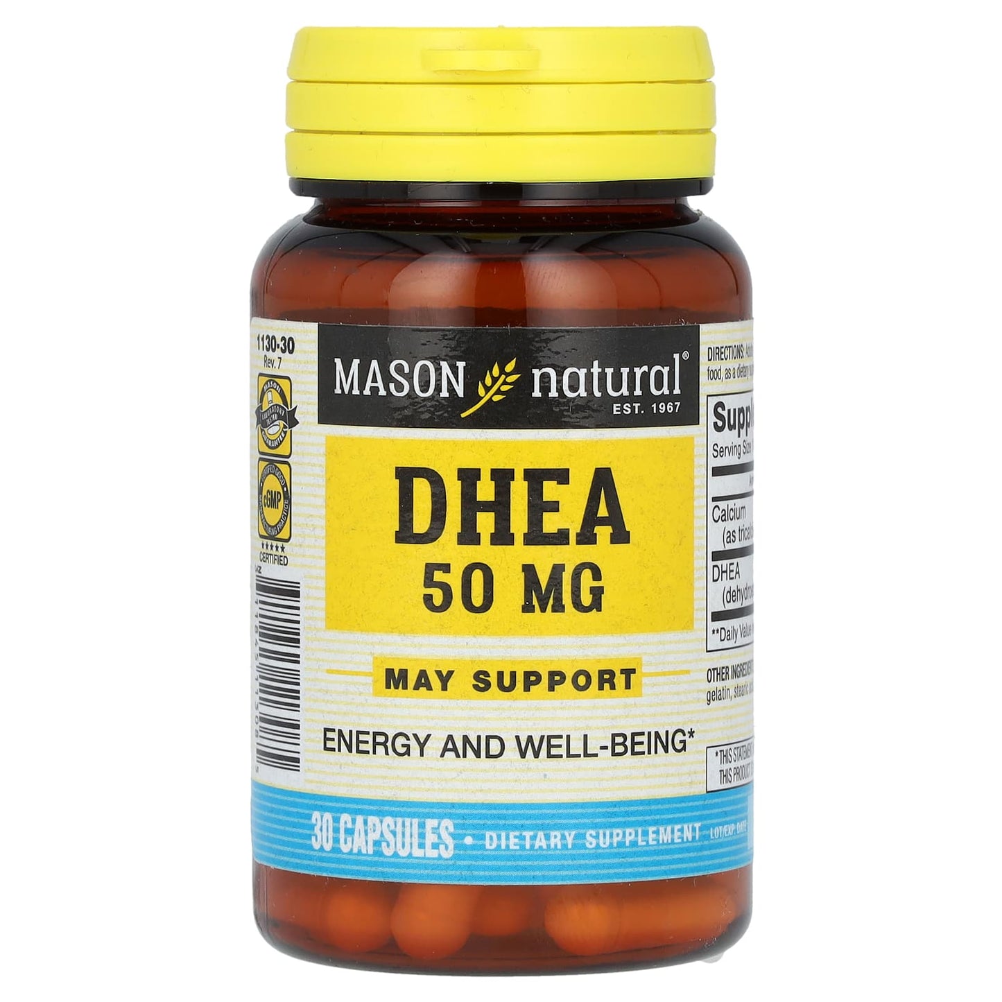 Mason Natural, DHEA, 50 mg, 30 Capsules - Image 1