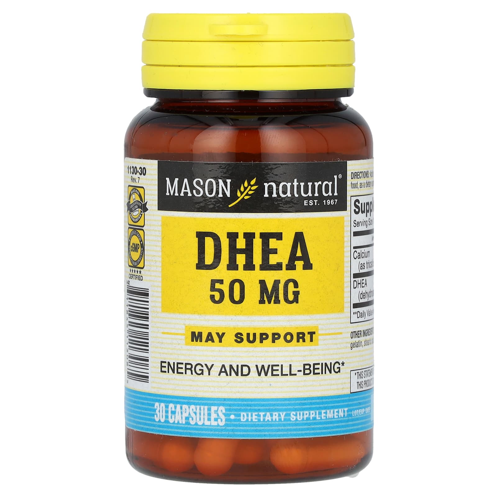Mason Natural, DHEA, 50 mg, 30 Capsules - Image 1