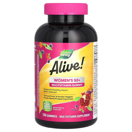 Nature's Way, Alive! Women's 50+ Gummy Multivitamins, Mixed Berry, 130 Gummies - Image 1