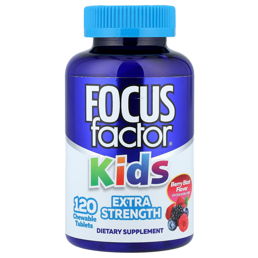 Berry Blast Focus Factor Kids Extra Strength Brain Health Chewables, 120 Tablets - Image 1
