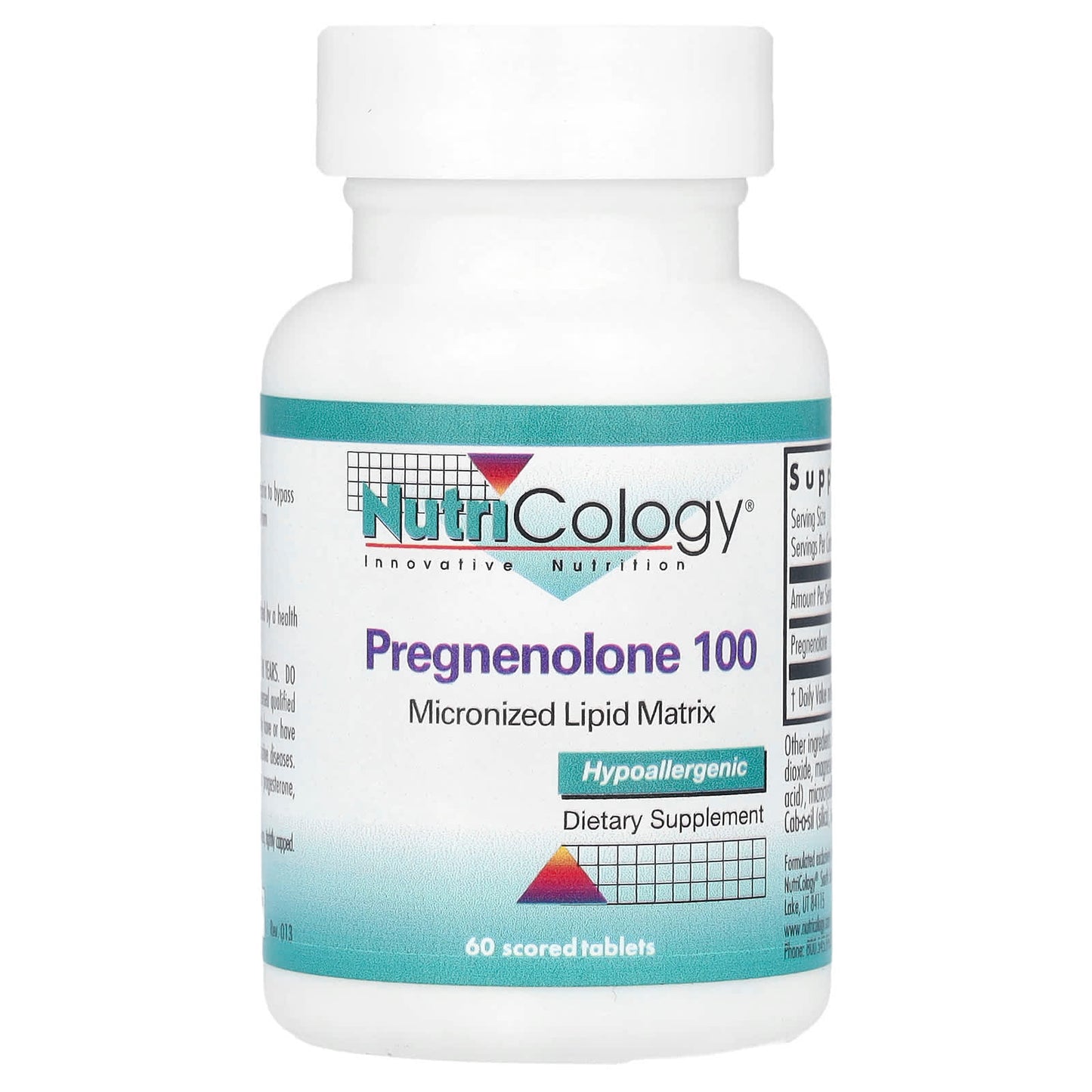 Nutricology, Pregnenolone 100, 100 mg, 60 Scored Tablets - Image 1