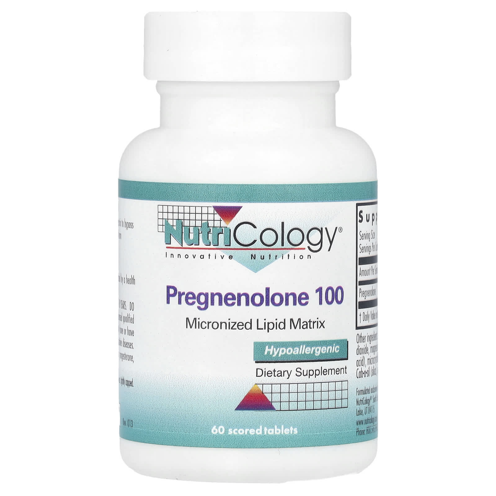 Nutricology, Pregnenolone 100, 100 mg, 60 Scored Tablets - Image 1