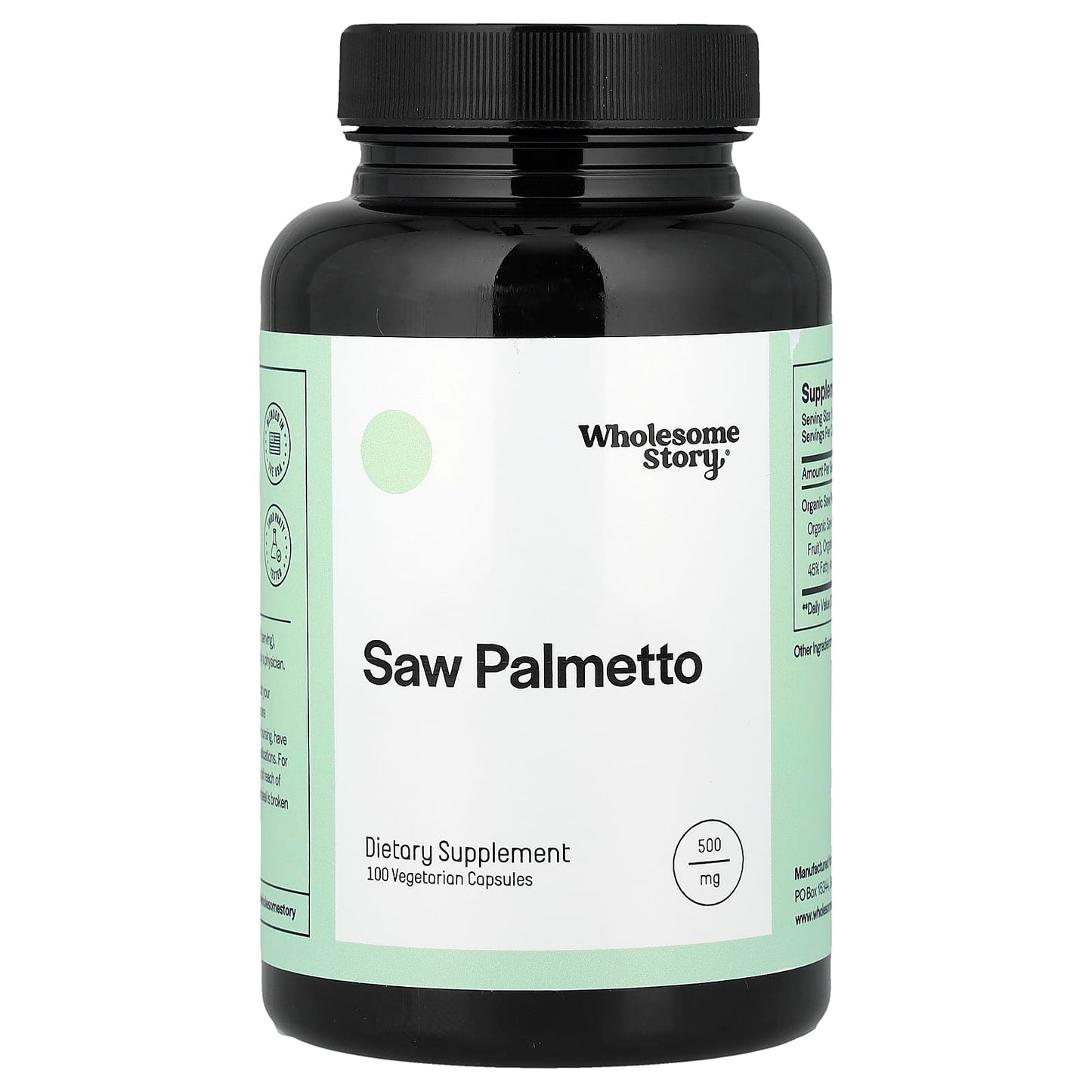 Wholesome Story, Saw Palmetto, 100 Vegetarian Capsules (500 mg per Capsule) - Image 1