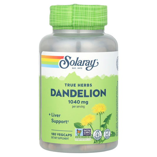 Solaray, True Herbs, Dandelion, 180 VegCaps (520 mg per Capsule) - Image 1