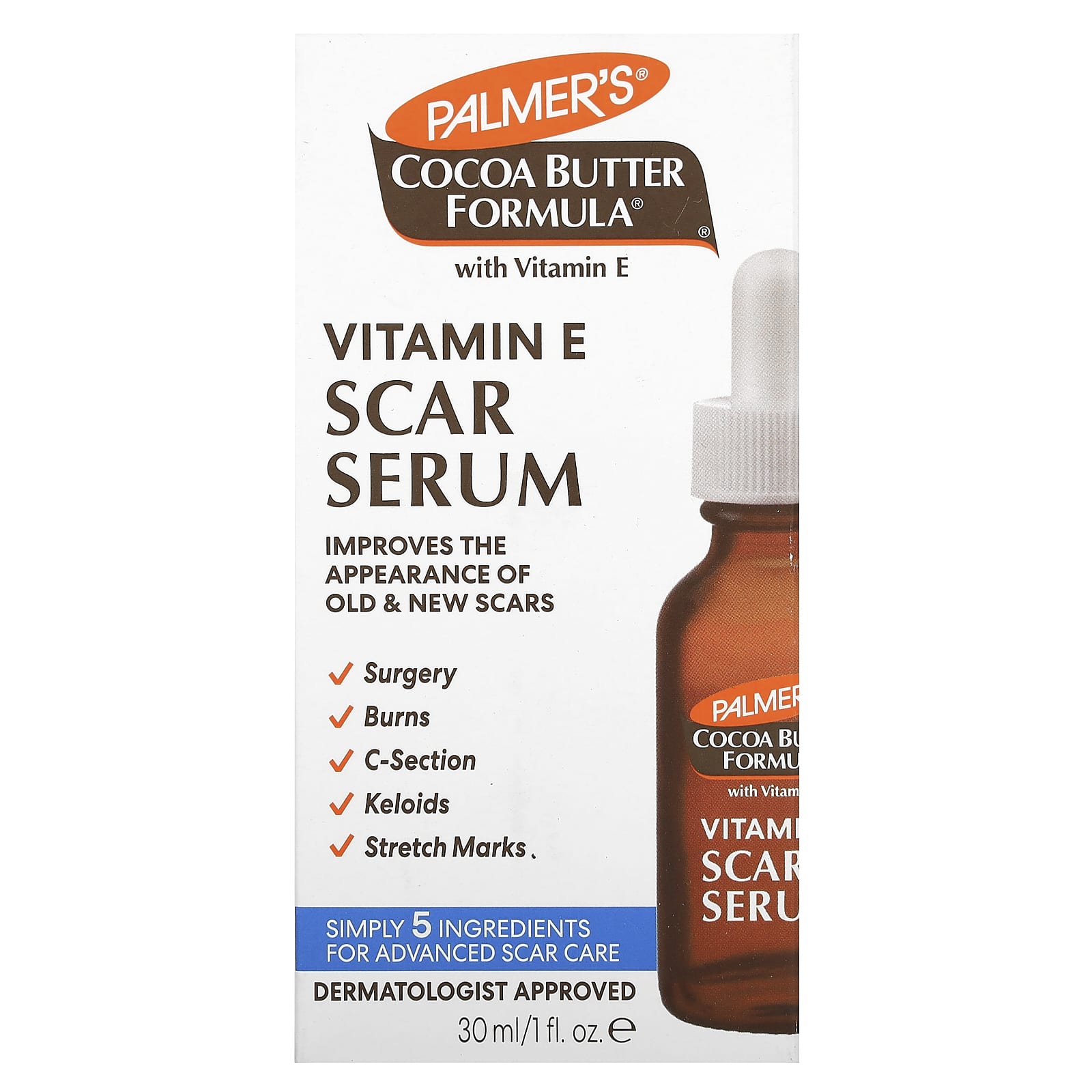 Palmer's, Cocoa Butter Formula® with Vitamin E, Scar Serum, Fragrance Free, 1 fl oz (30 ml) - Image 2