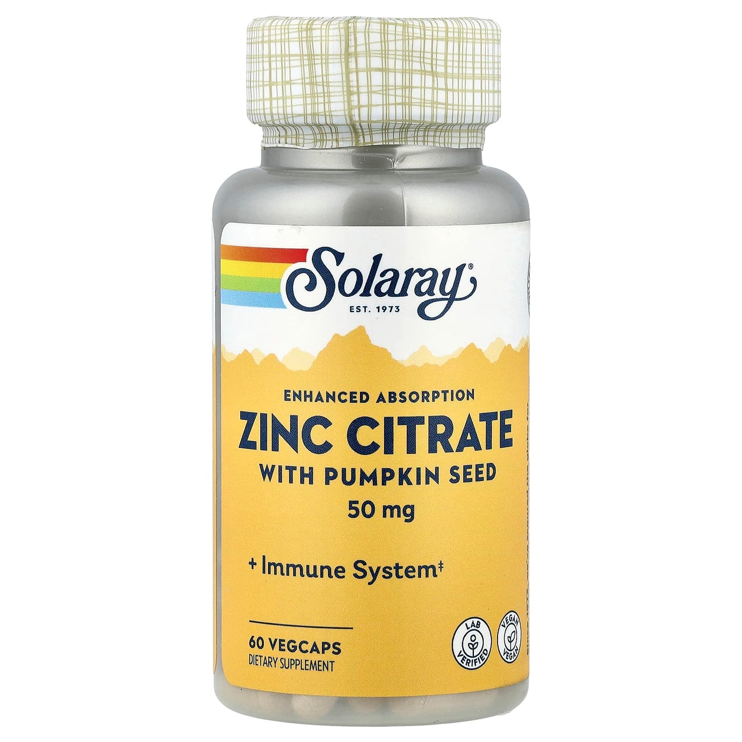 Solaray, Zinc Citrate with Pumpkin Seed, 60 VegCaps - Image 1