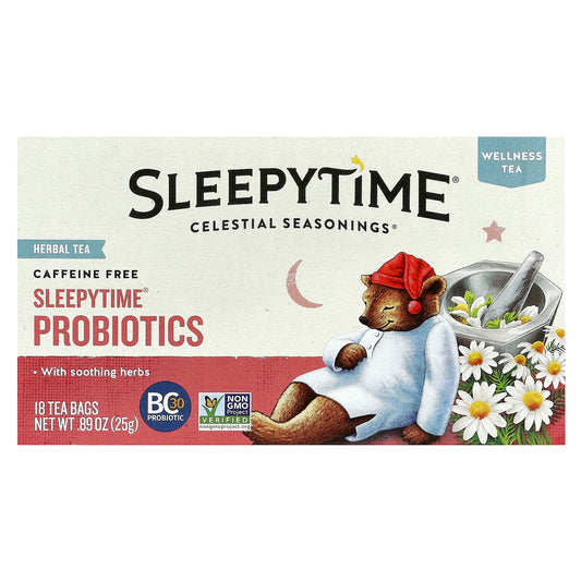 Celestial Seasonings Sleepytime Probiotics Herbal Tea, Caffeine Free, 18 Tea Bags - Image 1