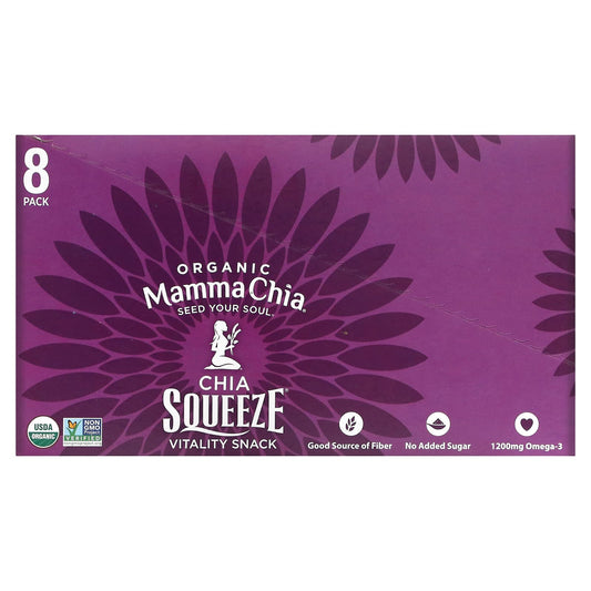 Mamma Chia, Organic Chia Squeeze, Vitality Snack, Blackberry Bliss, 8 Squeezes, 3.5 oz (99 g) Each - Image 1