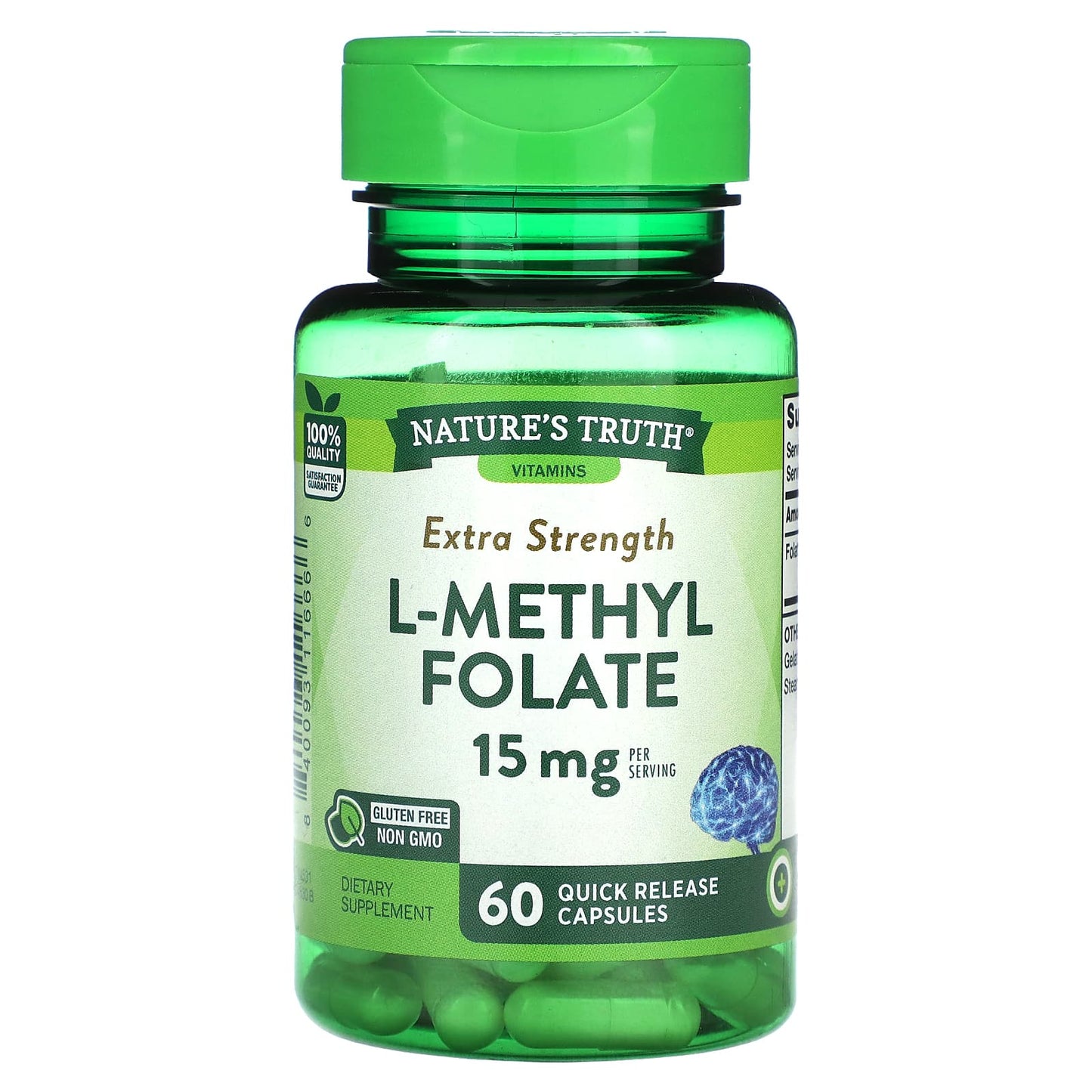Nature's Truth, Extra Strength L-Methyl Folate, 60 Quick Release Capsules (7.5 mg per Capsule) - Image 1