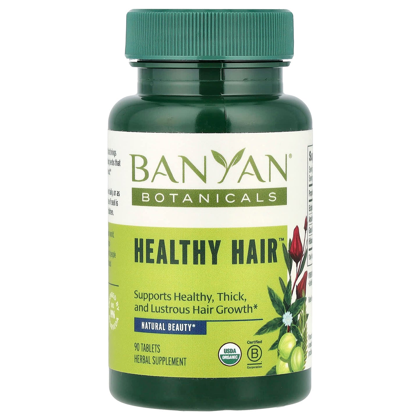 Banyan Botanicals Healthy Hair Supplement - USDA Organic, 90 Tablets - Image 1