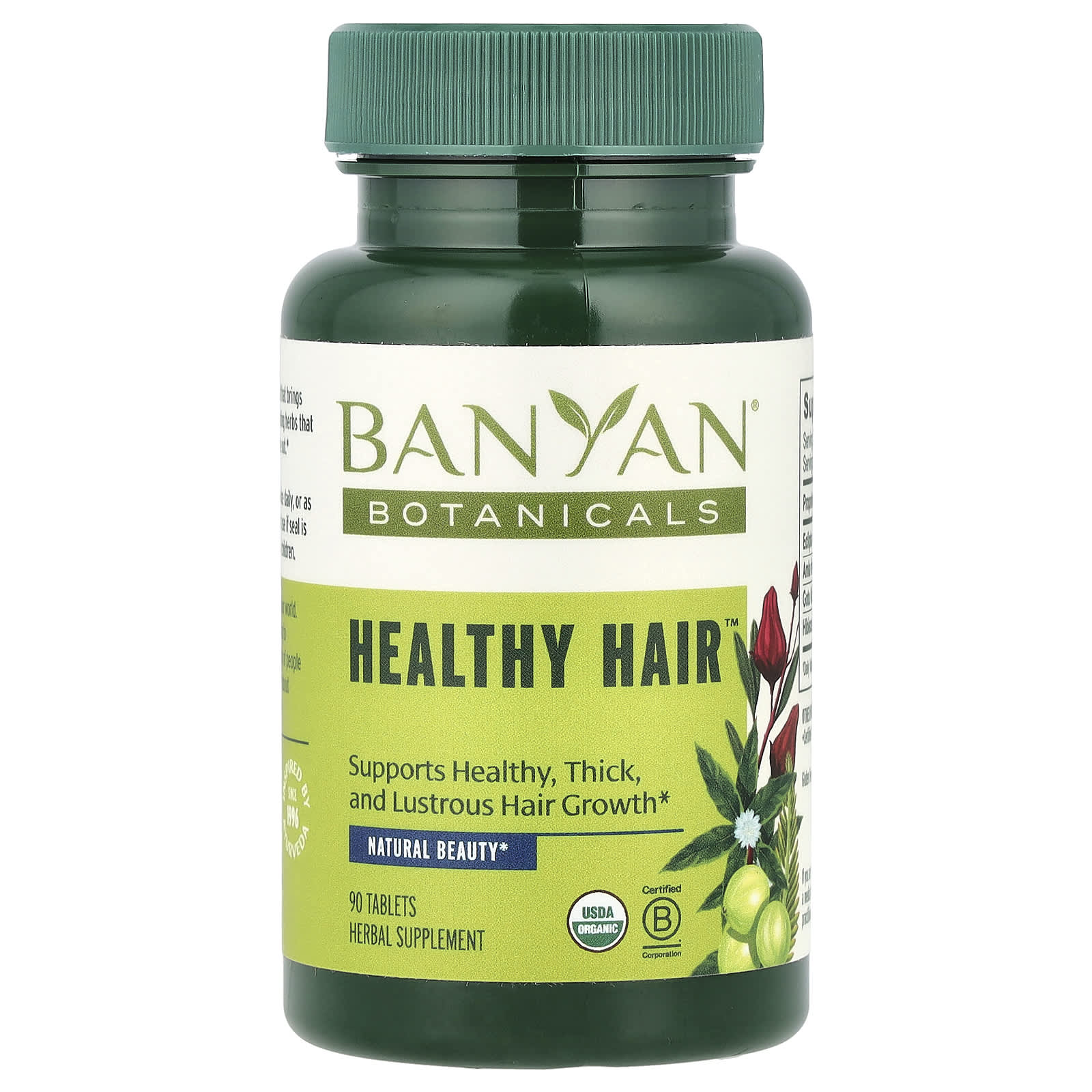 Banyan Botanicals Healthy Hair Supplement - USDA Organic, 90 Tablets - Image 1