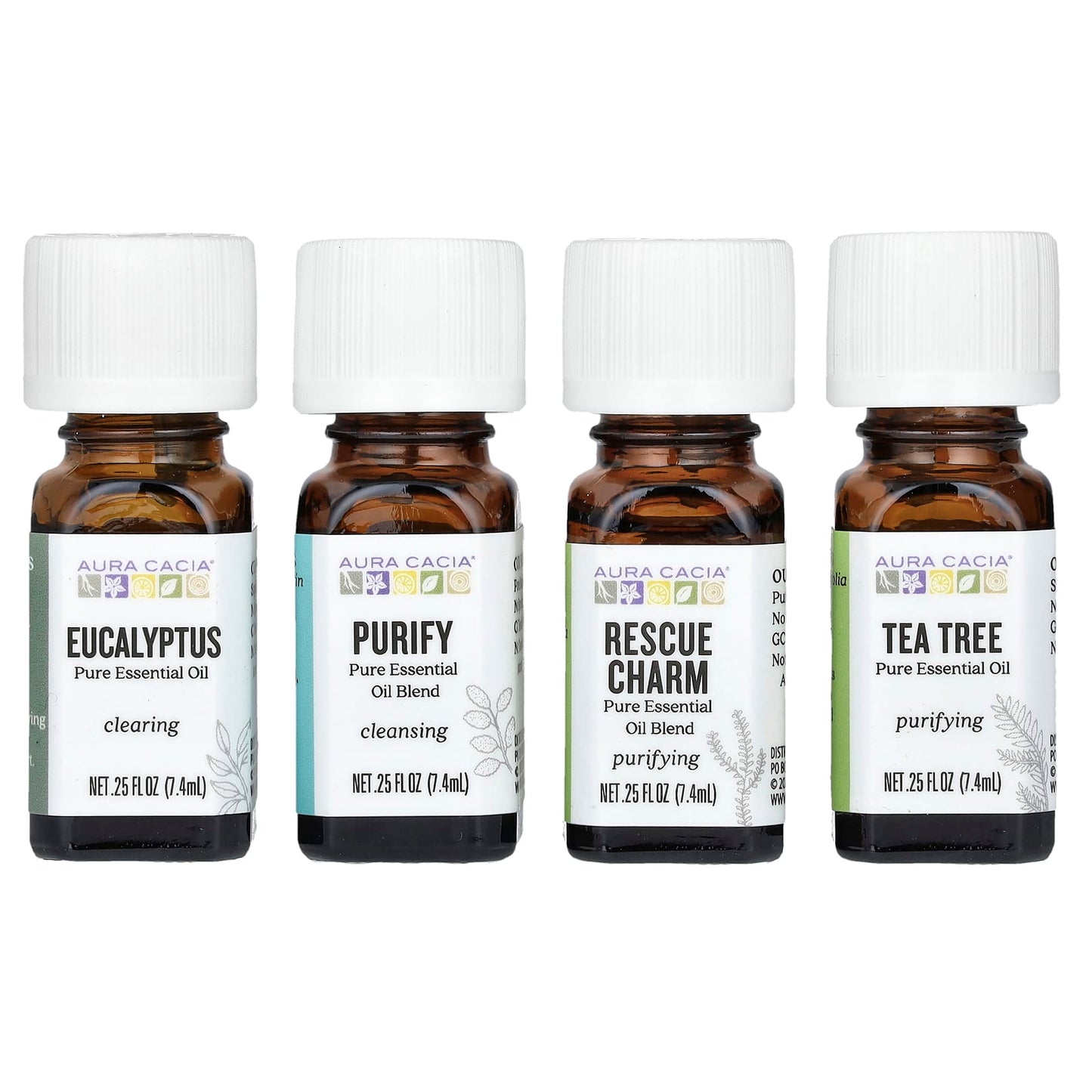 Aura Cacia 4-Bottle Purify Essential Oil Kit, 0.25 fl oz Each - Image 1
