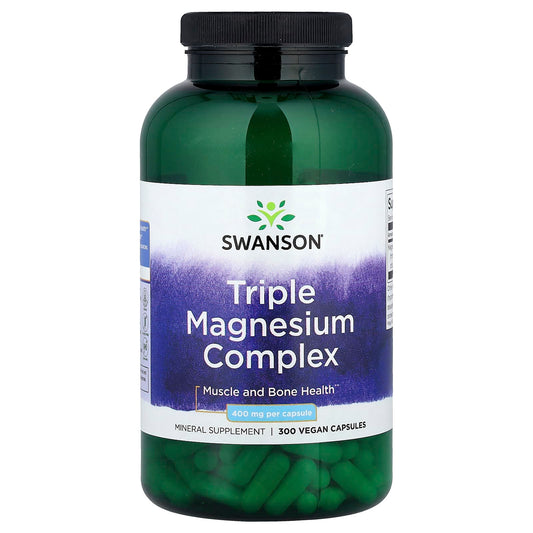 Swanson, Triple Magnesium Complex, 400 mg, 300 Vegan Capsules - Image 1