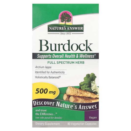 Nature's Answer, Burdock, 500 mg, 90 Vegetarian Capsules - Image 1