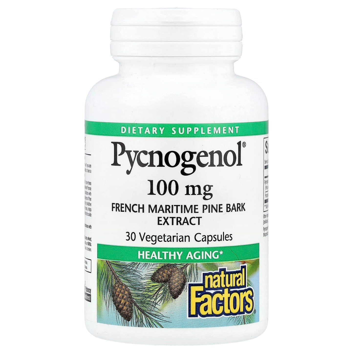 Natural Factors, Pycnogenol®, 100 mg, 30 Vegetarian Capsules - Image 1